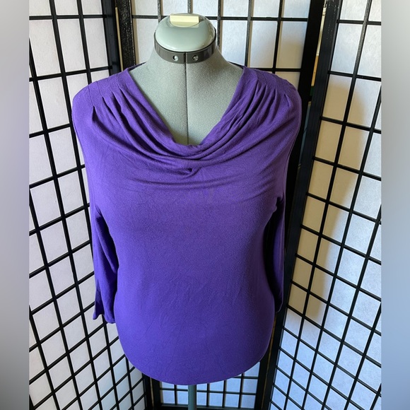 Jones New York Signature 3/4 Sleeve Cowl Neck Shirt - Picture 2 of 8